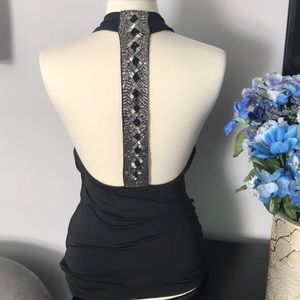 Super sexy open back black mini dress or tunic!